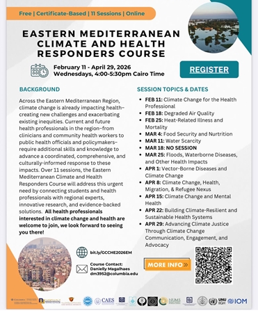 معرفی دوره بین‌المللی Eastern Mediterranean Climate & Health Responder Course